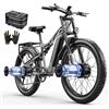 Shengmilo S600 full suspension adult electric mountain bike 17.5AH,fat tyre 26 inch dual motor ebike,three riding modes