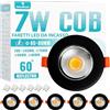 Wondlumi 6x 7W Faretti LED da Incasso per Cartongesso Nero,600LM Foro 65-85mm Luce Naturale 4000K per Cucina,Interno,Faretti Led Soffitto COB 220V Equivalenti a 65W