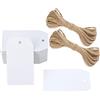 G2PLUS 100PCS Etichette in Carta Kraft,7x4CM Etichette Regalo,Tag Regalo, Etichette Rettangolare,con Spago di Iuta Per Confezioni Regalo per Feste di Compleanno (Bianca)