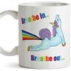 Mugffins Yoga Mug - Unicorn Respirare in Breathe out - Regalo Originale e Divertente per i tossicodipendenti dello Yoga e Gli Amanti dell'unicorno (in Inglese) - Tazza di caffè - Ceramica 350 ml / 11 oz