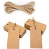 jijAcraft 200pcs Etichette Rettangolari Regalo in Carta Kraft Tag Cartoncino 9x4,5CM e Spago di Iuta, per Natale Compleanno Bomboniere Artigianato (Marrone)