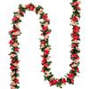 MWOOT 4 Pezzi 2.5m Ghirlanda Fiori Artificiali, Viti di Rose Fiori di Seta, Ghirlande di Rose Finte Appese per Arco di Nozze Parete Festa Casa Giardino Tavolo Decorazione(Rosa)