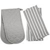 Penguin Home - Set 3 Pezzi: Guanto Da Forno & Strofinacci - 100 % Cotone, Design Elegante - Morbidi, Durevoli Ed Assorbenti - Lavabili a mano - Grigio