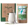 ORIGEENS YERBA MATE KIT COMPLETO - Tazza Mate Artigianale (Portogallo), Bombilla, Yerba Mate BIO - Kit Mate Pacchetto Regalo Originale