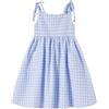 Ugitopi Abiti Smanicati in Cotone-Lino Bambina (Plaid Blue,130)