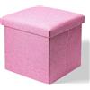 TRIXES Scatola portaoggetti ottomana rosa con coperchio, scatola portaoggetti piatta, scatola per giocattoli, pouf poggiapiedi con contenitore