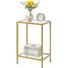 YMYNY Tavolino d'Appoggio, Tavolini Bassi, Tavolino Porta Telefono, Tavolino Lato Divano, Comodino Porta Lampada, per Studio Ufficio Corridoio Soggiorno, 38×28×56CM Dorato HGD002G