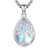 Friggem Collana con Albero della Vita in Argento Sterling 925 Collana con Ciondolo di Pietra Luna Gioiello per Donne e Ragazze (Albero Della Vita-G-4)