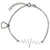 Aka Gioielli® - Bracciale Battito Cardiaco e Charm Cuore in Argento 925 Rodiato da Donna, lunghezza 21 cm