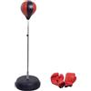 HOMCOM Set Punching Ball da Terra per Adolescenti con Guantoni e Pompa, Pungiball Boxe con Altezza Regolabile su 4 Livelli da 125-145 cm, Nero e Rosso