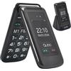 Qubo Flip Telefono per anziani GSM, Cellulare per anziani, 2.4 Display, Volume alto,Funzione SOS, Supporto Dual SIM,Chiamata rapida, Radio FM, Torcia elettrica,Base di ricarica,Nero