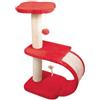 Record - Tiragraffi per Gatti Geranio - Struttura su Tre Piani - Ponte Verticale con Interno in Peluches ed Esterno in Sisal per i Graffi - Dimensione: 30 x 30 x 65h cm - Colore Rosso