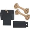 G2PLUS 100PCS Etichette in Carta Kraft,7x4CM Etichette Regalo,Tag Regalo, Etichette Rettangolare,con Spago di Iuta Per Confezioni Regalo per Feste di Compleanno (Nero)