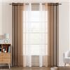 EMEMA Tende Voile Trasparenti Occhielli Sfumato per Soggiorno Camera da Letto Bagno Cucina Camera da Bambino Tenda Finestra Balcone Casa con 2 Pannelli 140 x 200 CM Marrone Chiaro