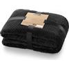 DecoKing- Coperta in microfibra, pile morbido, Tessuto, 70 x 150 cm, Nero