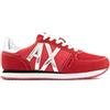 Armani Exchange Logo, Microfiber Suede Inserts, Scarpe da Ginnastica Donna, Red/Silver, 36.5 EU