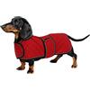 Geyecete - Cappotto Invernale termico trapuntato per cane bassotto,con fodera in pile caldo, abbigliamento per cani da esterno con foro per Imbracatura,Giacca per cani piccola y media-Rosso-XS