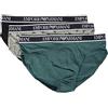 Emporio Armani Slip Uomo Confezione 3 Pezzi Mutande Elastico a Vista Cotone Elasticizzato Underwear Articolo 111734 3R717 Brief, 50536 Marine/Monum.st/medit, S