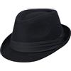 CXQRR Cappello Fedora classico in feltro da donna a tesa corta cappello nero Manhattan gangster jazz cappello unisex, nero, 7.25