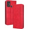 Topme Cover per ZTE Blade A53 Pro (6.52 Inches) Custodia Case, Custodia per Telefono in Pelle Elegante Slot per Schede Testurizzato.Rosso