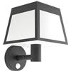 Eglo Lampada a muro LED per esterni Altilia, lampione solare per esterni con rilevatore di movimento, plastica nera e bianca, illuminazione per esterni, IP44