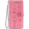 Fertuo Cover per Honor 90 Lite, Custodia Portafoglio a Libro in Pelle Flip Cover con Porta Carte, Chiusura Magnetica [Disegni di Gatto Cane] Case Antiurto per Honor 90 Lite, Rosa