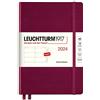LEUCHTTURM1917 367614 - Agenda settimanale medio (A5) 2024, 12 mesi, Port Red, inglese