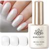 BORN PRETTY Smalto Gel Semipermanente Bianco Latte, 15ML Trasparente Lattiginoso Gelatina di Cristallo Gel per Unghie Bianca Colori Arte Manicure Francese Naturale