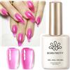 BORN PRETTY 15ML Smalto Semipermanente Gelatina di Cristallo Rosa Neon LED Gel UV Smalto Soak Off Unghie Gel Fluo Rosa Trasparente Nail Art