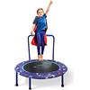 Nukdey Trampolino Elastico per Bambini Ø96cm, Tappeto elastico Bambini con Manico Regolabile e Copertura Imbottita, Trampolino Elastico Fitness Pieghevole, Saltarello per Bambini da Interno ed Esterno