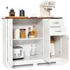 KOMFOTTEU Credenza Cucina Multiuso e Moderno, Madia da Cucina con 2 Armadi, Ante e 2 Cassetti, Mobile Dimpensa Portaoggetti per Sala da Pranzo, Soggiorno, 100 x 40 x 78 cm (Bianco)