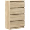 vidaXL Credenza Minimalista Elegante Moderna con 4 Cassetti Pratica Resistente Madia Armadietto Cassettiera Rovere Sonoma 60x35x98,5 cm Multistrato