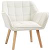 HOMCOM Poltrona Design Scandinava in Legno e Simil Velluto Color Crema, per Soggiorno o Ufficio, 67x61.5x71cm