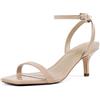 GENSHUO Sandali con tacco a spillo da donna Punta aperta quadrata con cinturino alla caviglia Abito sexy con cinturino e tacco alto, beige, 38.5 EU