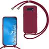 MBSLFY Cover Cordino per Samsung Galaxy S10e Custodia con tracolla,Regolabile Cellulare Girocollo Case con Collana TPU Corda Silicone,Rosso