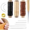 Hugfads Kit da Cucire in Pelle 12PCS - Aghi da Cucito a Mano Curvi con Punteruolo e Fili Cerati - Strumenti di Cucito per Pellicce, Tela, Riparazioni, Cuoio, Ricamo, Bookbinding - Fai da Te Creativo