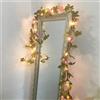FLCSIed Ghirlanda di fiori con 20 LED, 2 metri, in rame, luci a LED per decorazione di matrimoni, feste, eventi, con funzione timer (rosa)