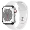 APPLE - Watch Series 8 41mm Impermeabile 5ATM GPS + Cellular 32GB WiFi / Bluetooth con Cassa in Acciaio Inossidabile Color Argento e Cinturino Sport B