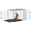 PawHut Gabbia Trasportino per Animali Domestici Pieghevole in Acciaio Doppia Porta 122 × 77 × 82cm Nero