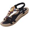 Acfoda Sandali Donna Estive Comodi Ortopedico Strass Bohemia Infradito da Spiaggia Bassi Flip Flop Eleganti Scarpe Nero 37