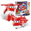 Super Wings Transformable aeroplano Supercharged Jett, altezza circa 12,7 cm, Figura d'azione 2 in 1, aeroplano giocattolo e figura robotica per bambini e bambine a partire da 3 anni
