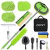 COVVY Kit di pulizia per auto, 14 pezzi, testa per lavaggio auto con manico lungo, guanto mocio, raschietto per finestre, panno morbido per la pulizia, spolverino, borsa per la conservazione, spazzola