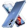 iVoler 3 in 1 Cover per Motorola Moto G34 5G con 2 Pezzi Pellicola Vetro Temperato, Trasparente Antiurto Custodia, Sottile Morbida in Silicone TPU Protettiva Case