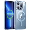 JETech Cover Magnetica per iPhone 13 Pro Max 6,7 Pollici Compatibile con MagSafe, Cellulare Paraurti Custodia, Solida Colore Opaco TPU Telaio, Anti-Graffio Retro Trasparente (Azzurro Sierra)