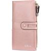 FANDARE Elegante Portafoglio Impermeabile Portfolio Uomo Donna Lungo Cartella Portafogli Dicastero con porta carte di credito portamonete porta tessere mit 12 slot per schede Wallet Rosa