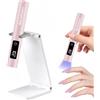 Asimebesty Mini Lampada UV LED Unghie, Lampada UV Unghie Piccola 3W, Lampada Gel Unghie con Supporto, 20/60/90S Timer, Ricaricabile Portatile Torcia per unghie Gel Asciugatura Rapida Rosa