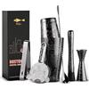 SKY FISH Shaker per Cocktail, Set da Boston Shaker da 7 Pezzi, Kit da Barman Incisione in Confezione Regalo, Lavaggio a Mano (Nero)