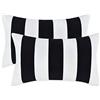 Alishomtll Set di 2 federe per cuscino a righe, morbide e decorative, con chiusura lampo, per divano, camera da letto, 30 x 50 cm, colore: bianco e nero