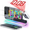 SZELAM Sveglia con proiezione, 18,7 cm, orologio digitale LED, grande schermo, con proiettore rotativo a 180°, luce notturna RGB, porta USB C, orologio da scrivania moderno per decorazione della