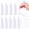 Prebarfun 10 Pezzi 100ml Bottiglia Squeeze, Plastica Bottiglie, Small Trasparente Squeeze Bottle con Imbuto e Carta per Etichette per Ketchup Senape Aceto Salsa di Soia
